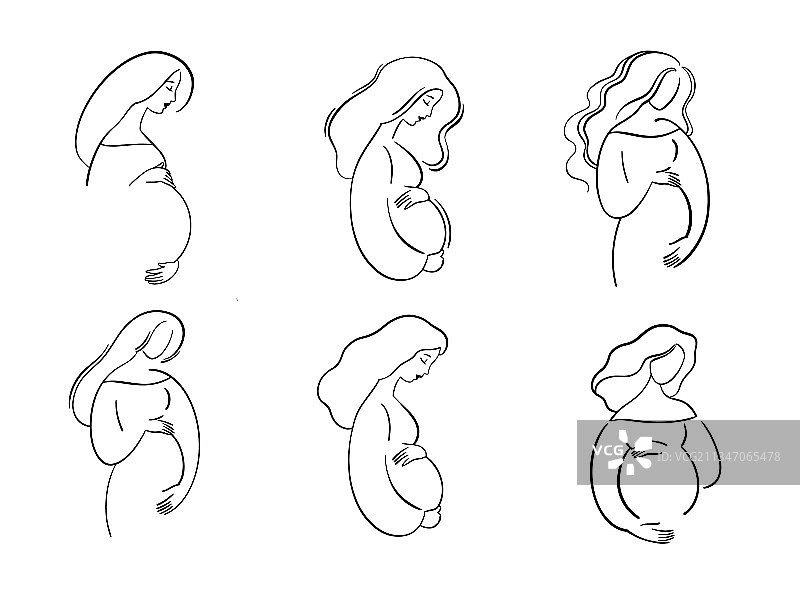 手绘孕妇插画素材图片素材