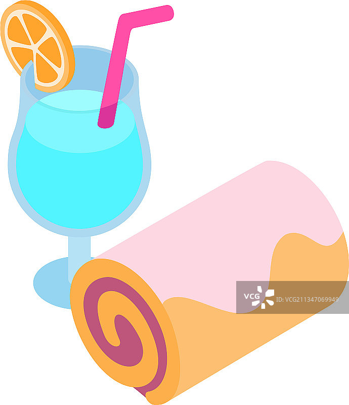 鸡尾酒派对2.5D夏季图标图片素材