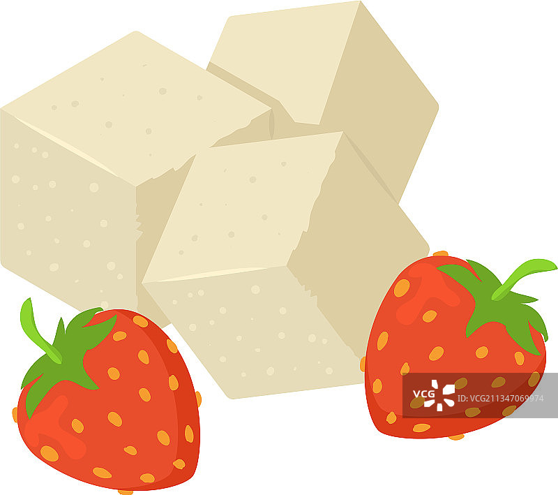 美味草莓图标2.5D白色图片素材