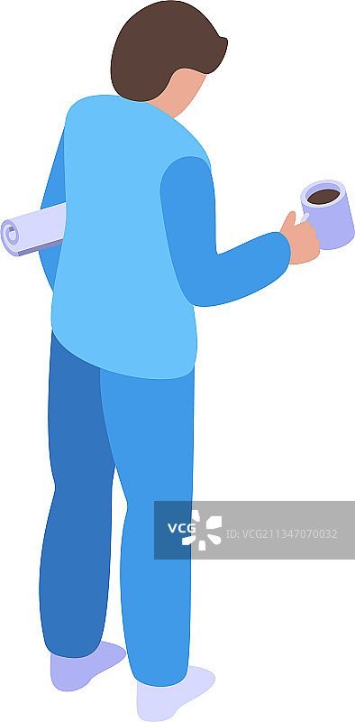 父亲睡眠问题等距视角图标图片素材