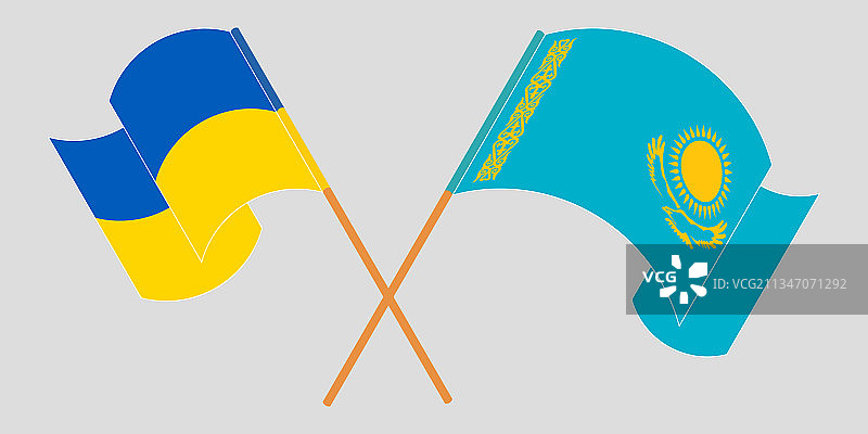 乌克兰交叉挥舞旗帜图片素材