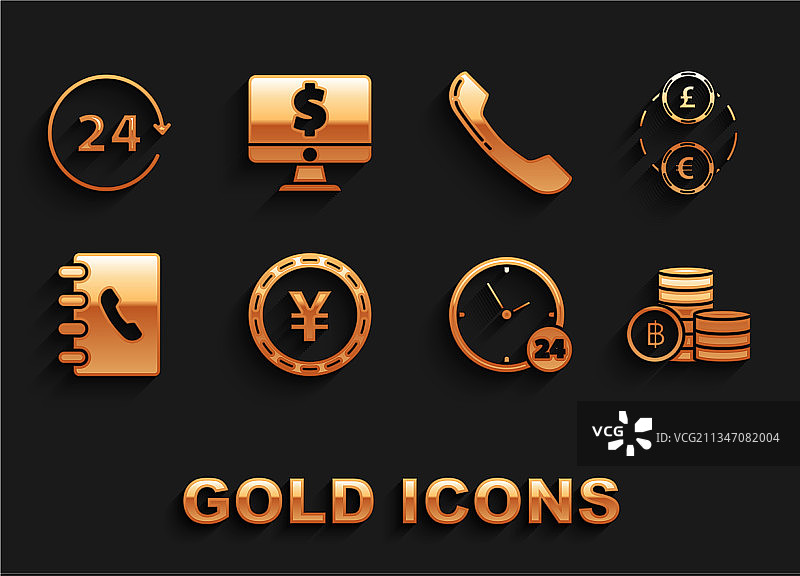 包含日元符号的货币兑换硬币组合图片素材