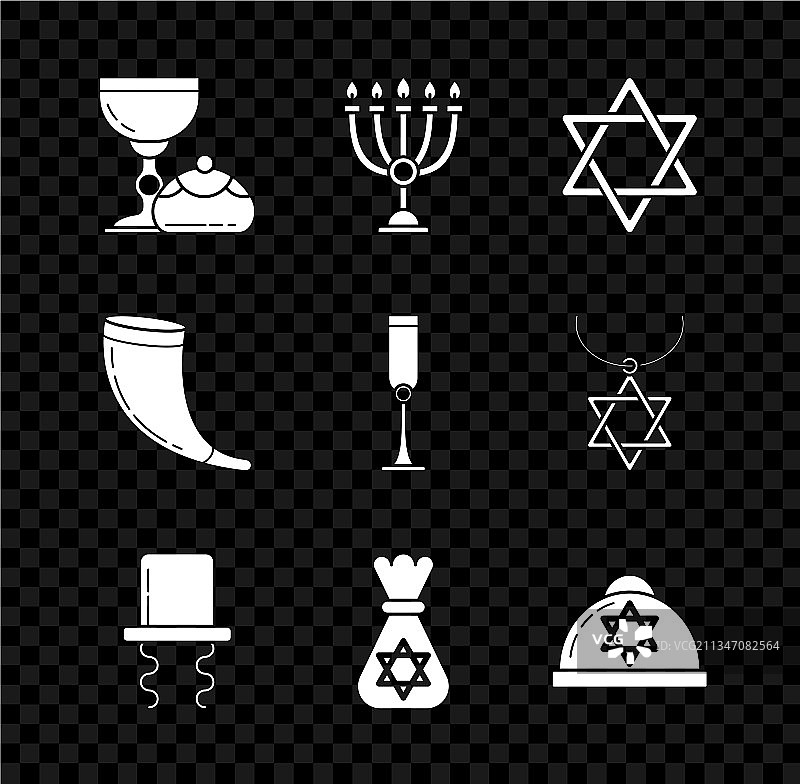 犹太高脚杯和光明节甜甜圈套装图片素材