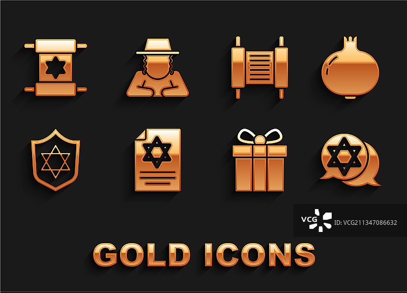 妥拉经卷石榴大卫之星礼物图片素材