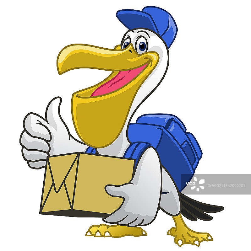 卡通鹈鹕快递送货服务图片素材