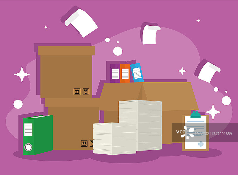 盒子和清单中的文件图片素材