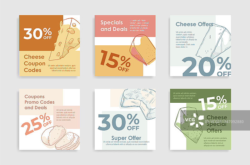 方形奶酪特惠券图片素材