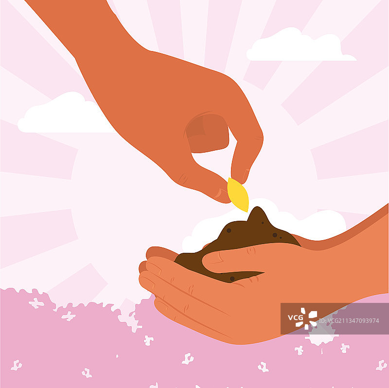 双手种植种子图片素材