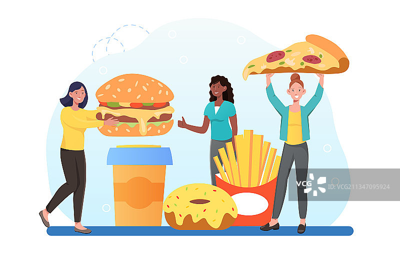 迷你人物快餐店拼贴图片素材