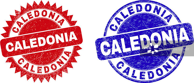喀里多尼亚圆形花结印章图片素材