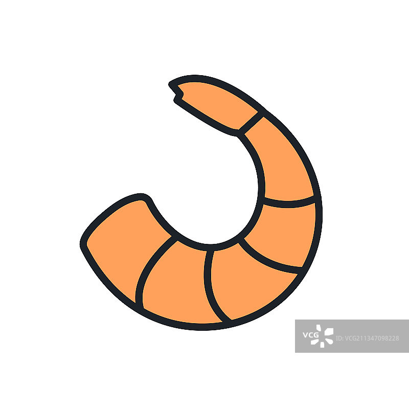 虾线性彩色图标图片素材