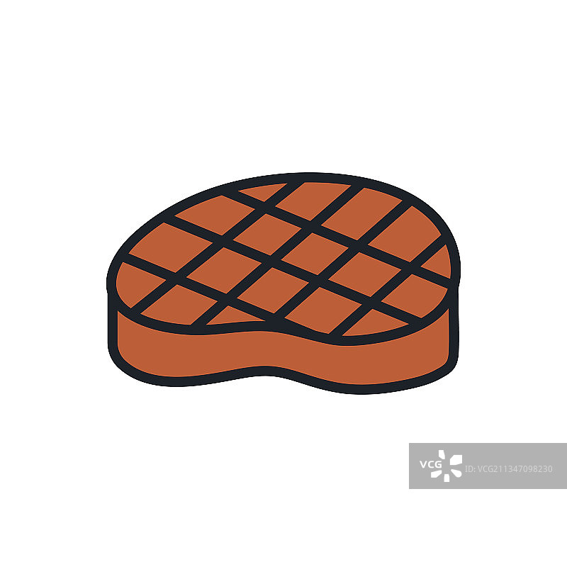 牛排图标，线性彩色设计图片素材