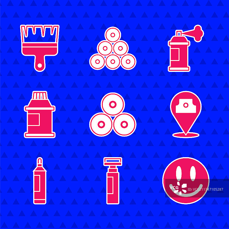 颜料喷雾罐马克笔笑脸彩绘图片素材