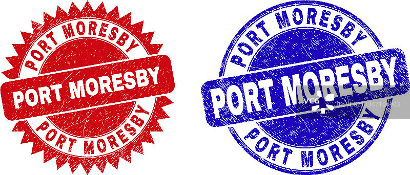 莫尔兹比港圆形花饰橡胶印章图片素材