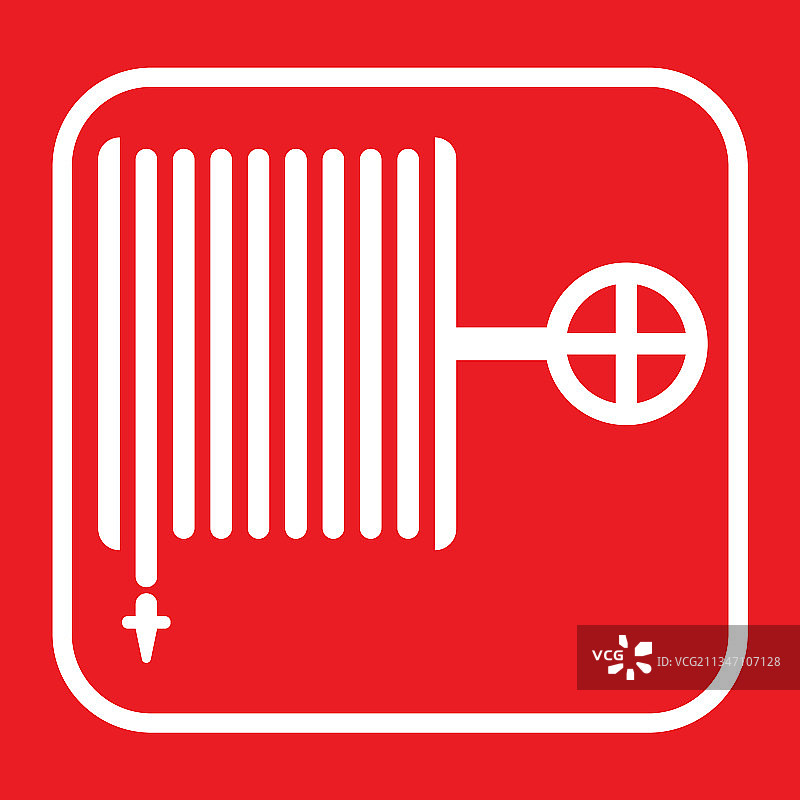 红色消防水带报警标志贴纸图片素材