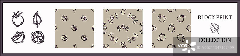 无缝背景橙色水果雕刻图案3图片素材