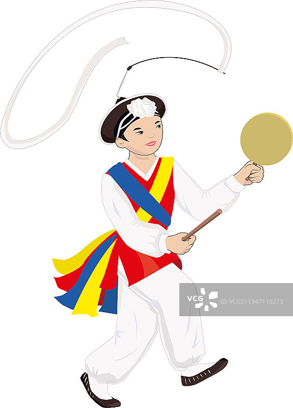 跳韩国传统舞蹈的男孩图片素材