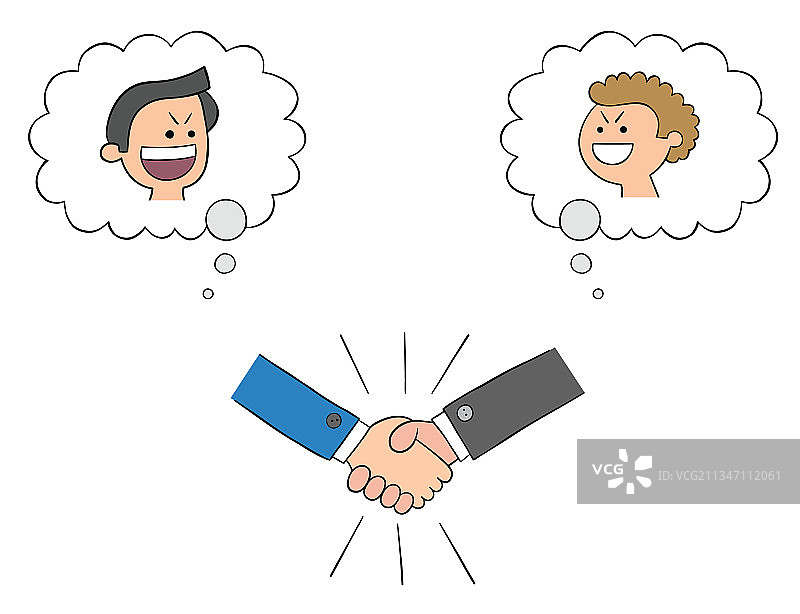 卡通两个商人握手言和图片素材