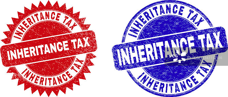 带有遗产税的圆形和花环印章图片素材