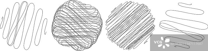 随机的卷曲缠绕线条涂鸦图片素材