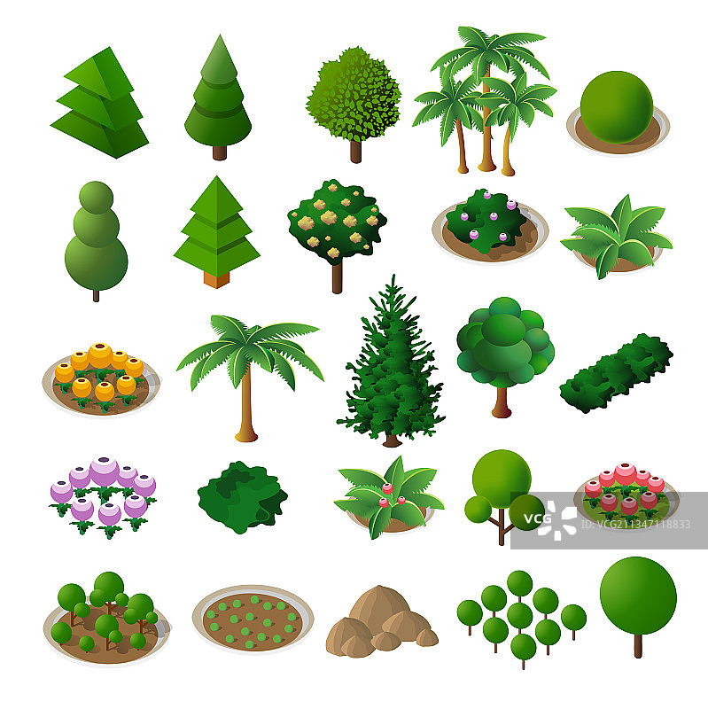 2.5D树木森林自然元素图片素材
