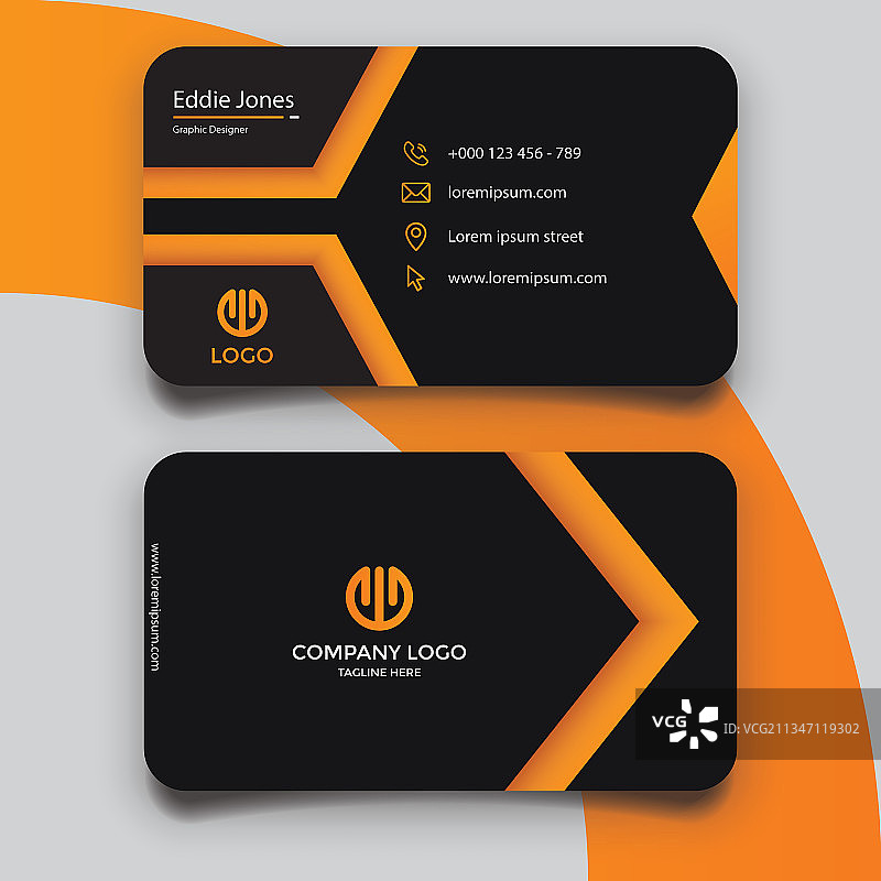 公司橙色黑色名片模板图片素材