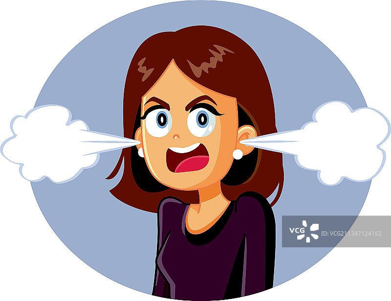 气得冒烟的愤怒女人图片素材