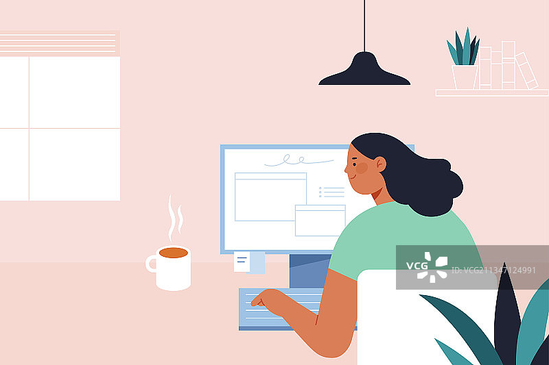 在家工作的女性自由职业者图片素材
