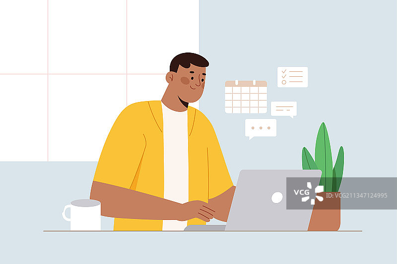 在家工作的男性自由职业者图片素材