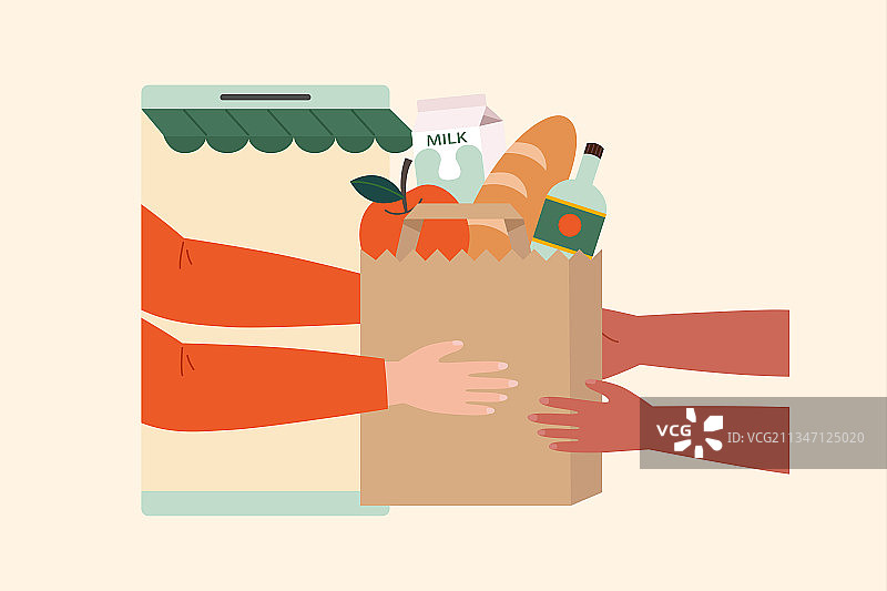 疫情期间快递外卖无接触交付图片素材