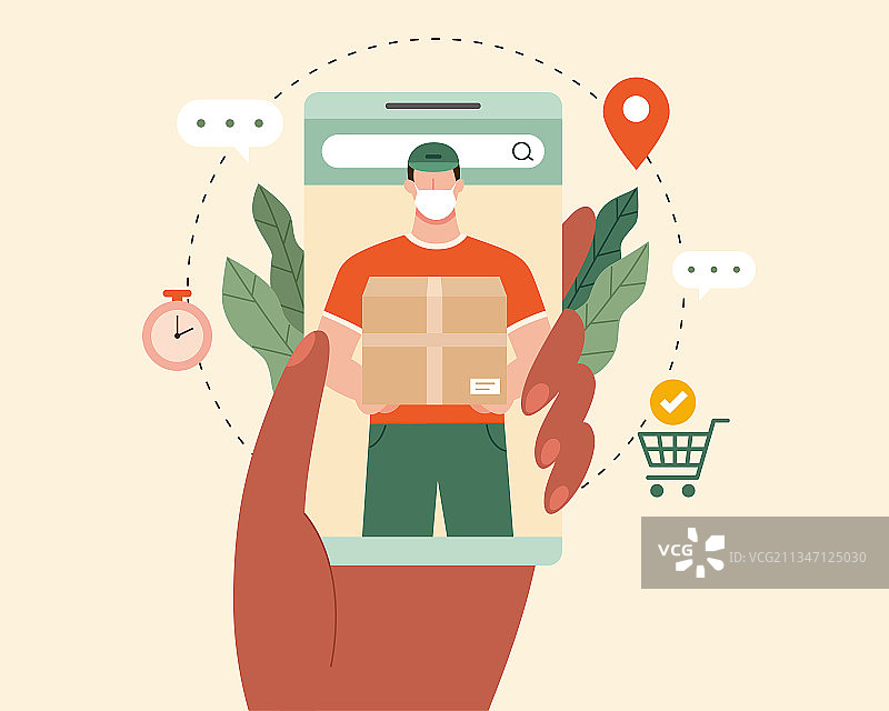 在外送应用程序查看订单进度图片素材