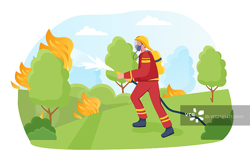 勇敢的消防员灭火图片素材