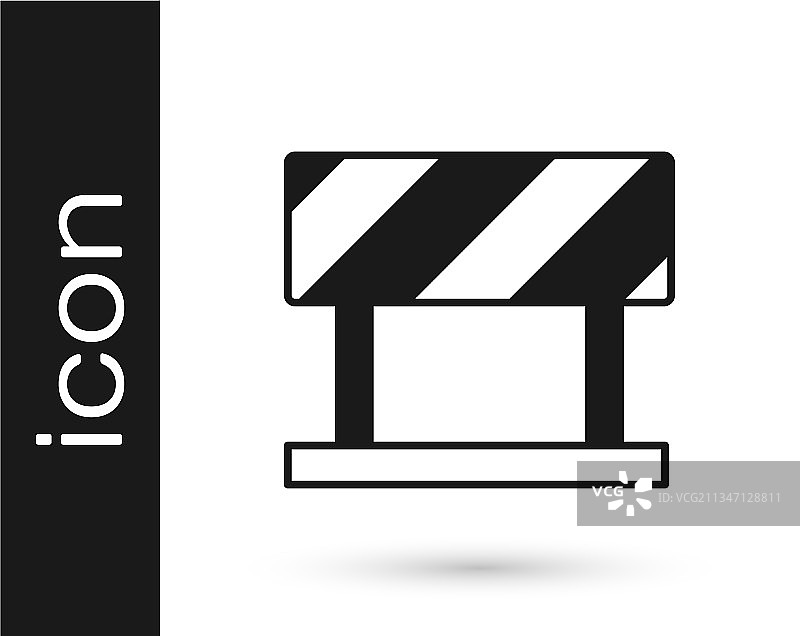 白色背景上隔离的黑色路障图标图片素材