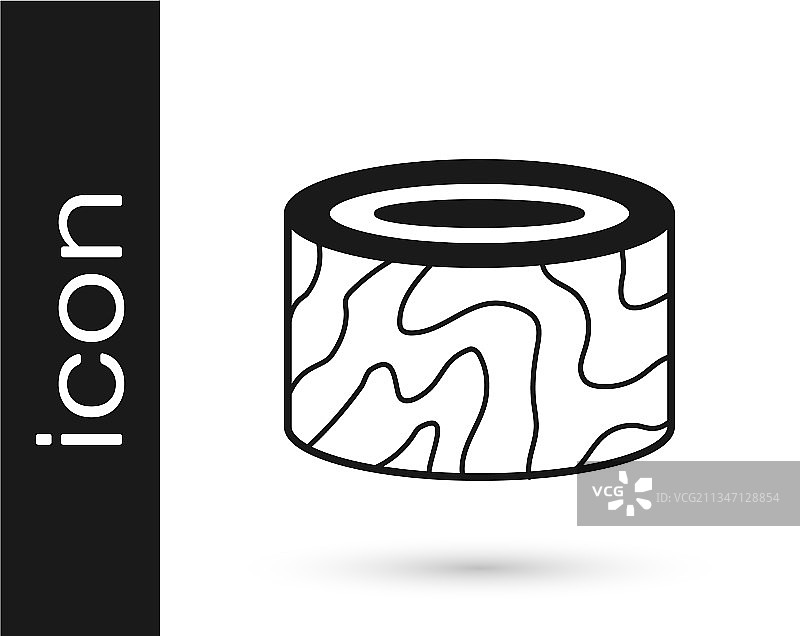 白色背景上的黑色树桩图标图片素材