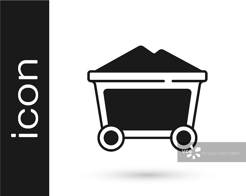 黑色矿用煤矿车图标图片素材