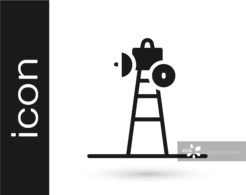 黑色卫星天线罩图标，白色背景图片素材