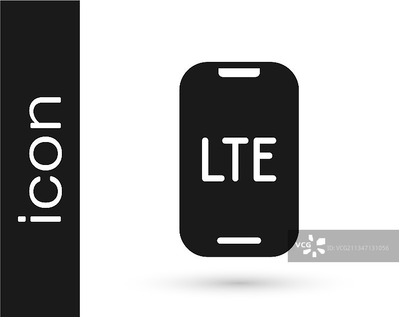 白色背景上的黑色LTE网络图标图片素材