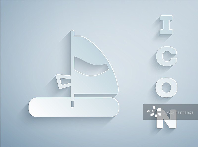 剪纸风格帆板运动图标图片素材