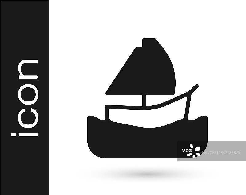 黑色游艇帆船图标图片素材