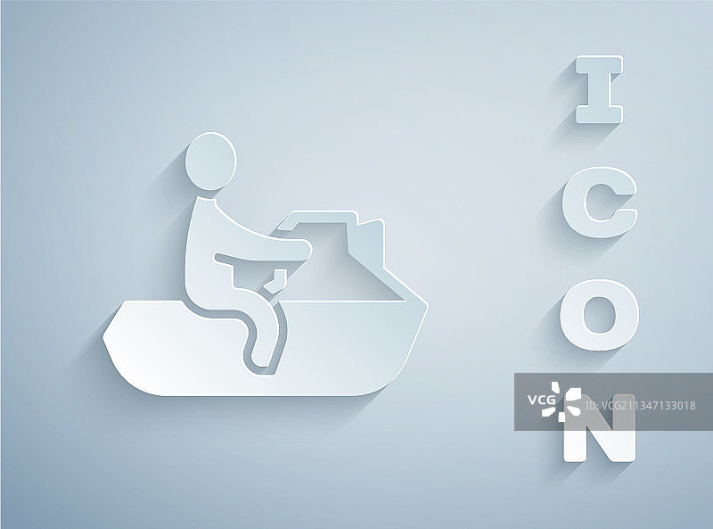 灰色背景上的剪纸水上摩托图标图片素材