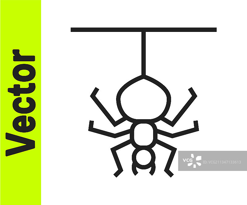 白色背景上的黑色线条蜘蛛图标图片素材