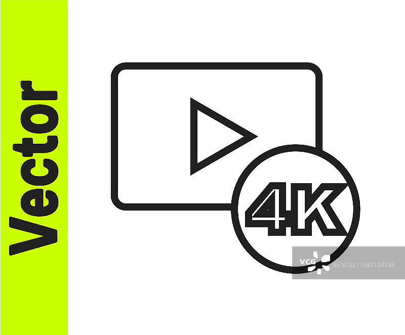 带4K超高清视频的黑色线条电视屏幕图片素材