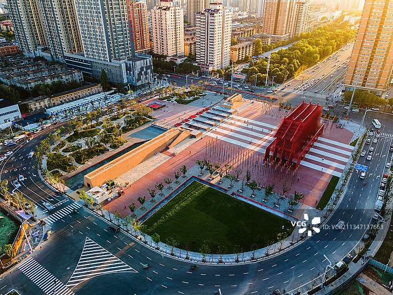 航拍西安明德门遗址公园图片素材