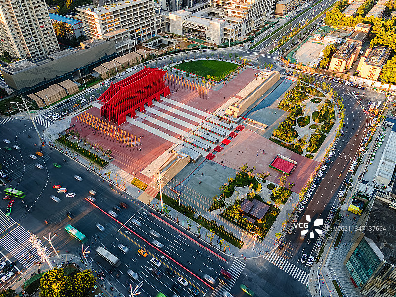 航拍西安明德门遗址公园图片素材