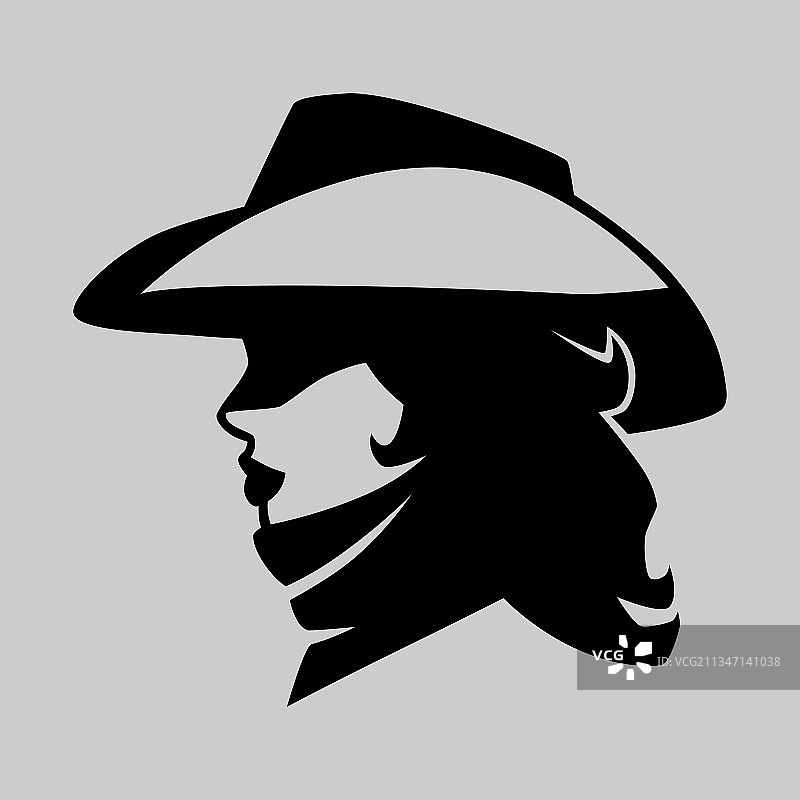 灰色背景上的牛仔女郎标志图片素材