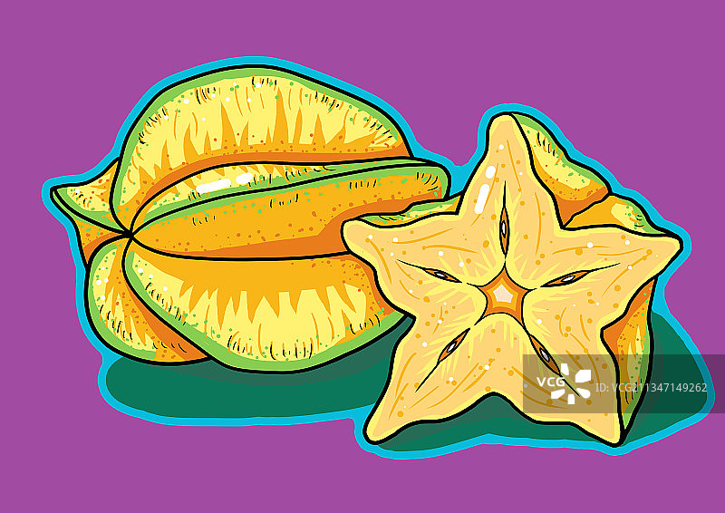 两个切开的杨桃图片素材