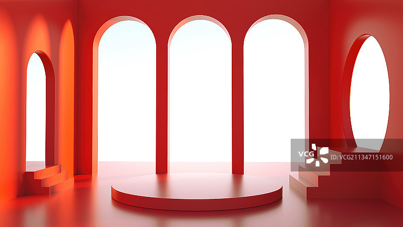 三维渲染红色3d场景图片素材