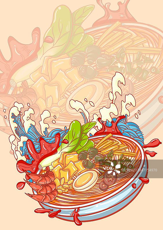 螺蛳粉国潮包装插画图片素材