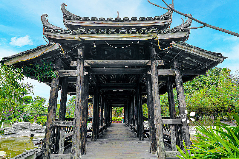 厦门园博苑廊桥 景观桥图片素材