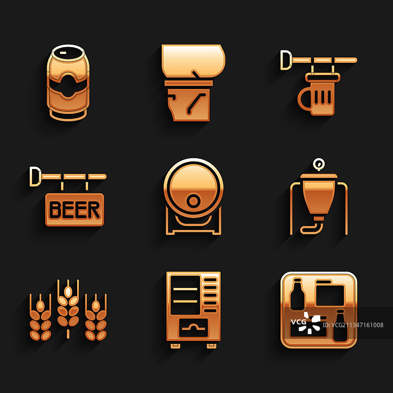 架子上的木制桶和自动售货机啤酒图片素材